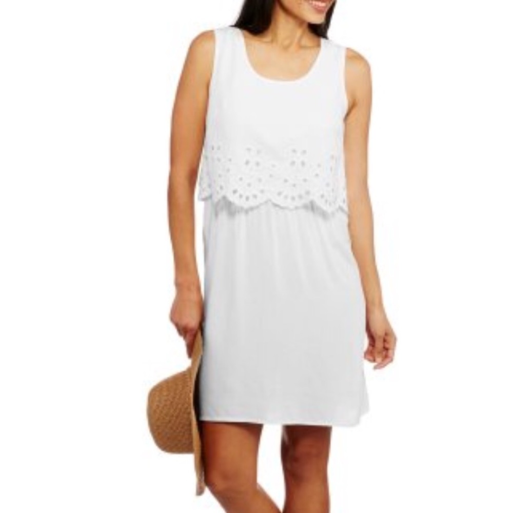 White Eyelet Dress- Size L